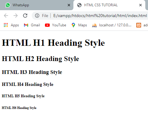 html h1 heading style